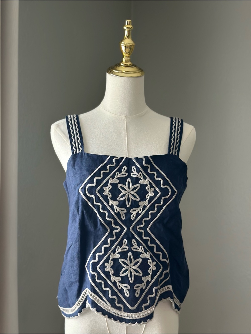 EVEREVE Melissa Nepton Margo Tank Embroidered Linen Blend NWT Size Small